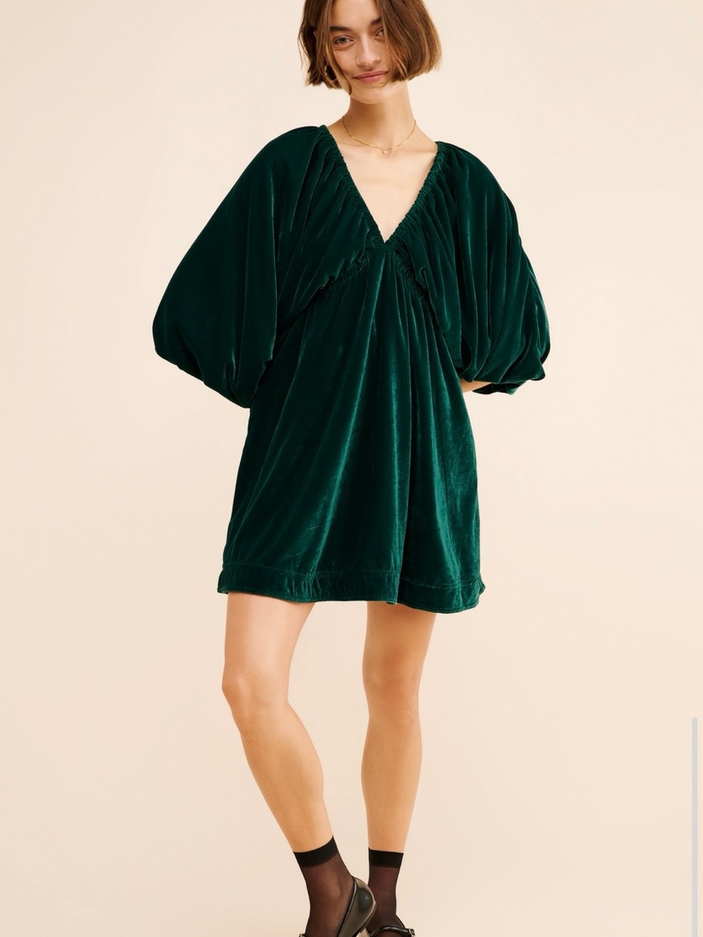 Free People Portia Velvet Mini Dress - Green - Picture 4 of 7